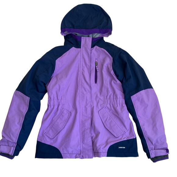 Lands’ End Girls Sz 14 Grow Along Purple Winter Jacket Waterproof Windproof - Picture 1 of 16